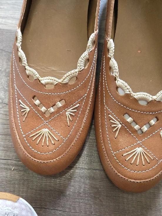 St. John's Bay Brown Embroidered Slip-On Flats - Picture 3 of 8